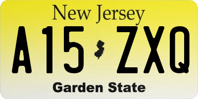 NJ license plate A15ZXQ