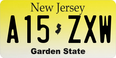 NJ license plate A15ZXW
