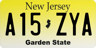 NJ license plate A15ZYA