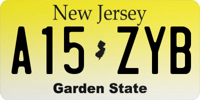 NJ license plate A15ZYB