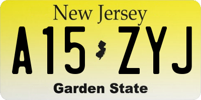 NJ license plate A15ZYJ