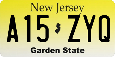 NJ license plate A15ZYQ