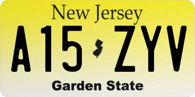NJ license plate A15ZYV