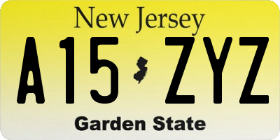 NJ license plate A15ZYZ
