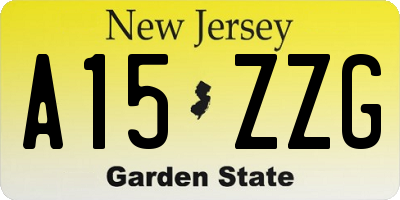 NJ license plate A15ZZG