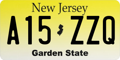 NJ license plate A15ZZQ