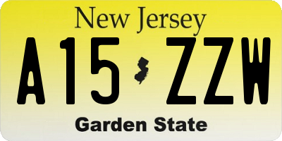 NJ license plate A15ZZW