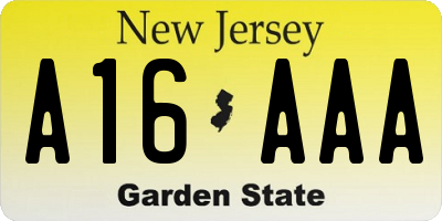 NJ license plate A16AAA