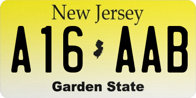 NJ license plate A16AAB