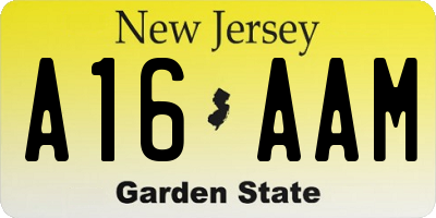 NJ license plate A16AAM