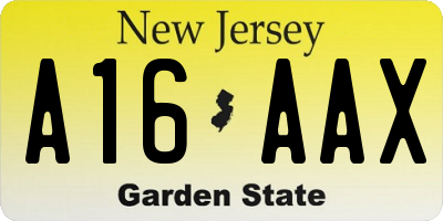 NJ license plate A16AAX