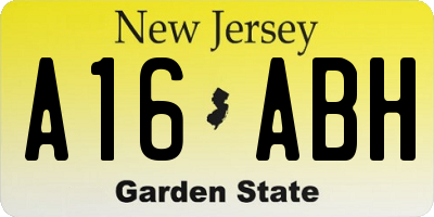 NJ license plate A16ABH