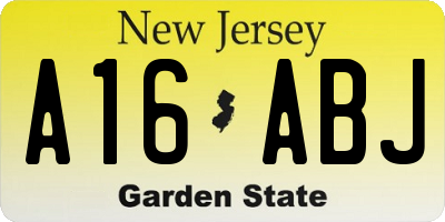 NJ license plate A16ABJ