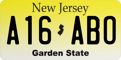 NJ license plate A16ABO