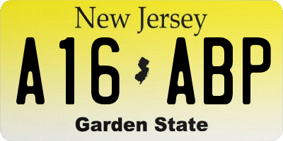 NJ license plate A16ABP