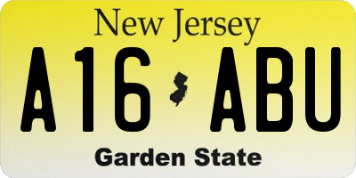 NJ license plate A16ABU