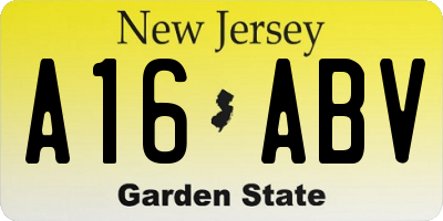 NJ license plate A16ABV