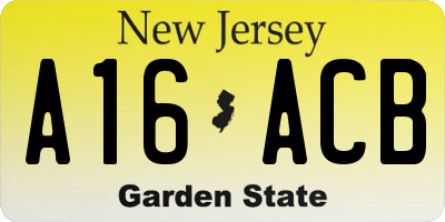 NJ license plate A16ACB