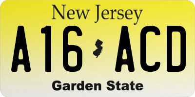 NJ license plate A16ACD