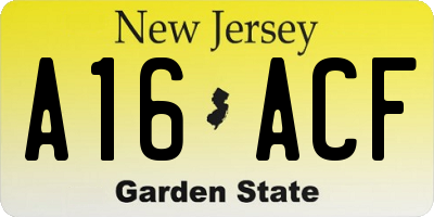 NJ license plate A16ACF