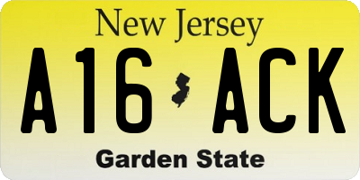 NJ license plate A16ACK