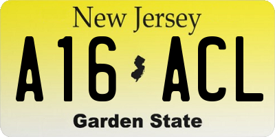 NJ license plate A16ACL