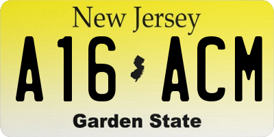 NJ license plate A16ACM