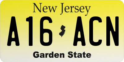 NJ license plate A16ACN