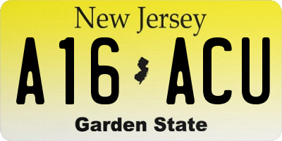 NJ license plate A16ACU