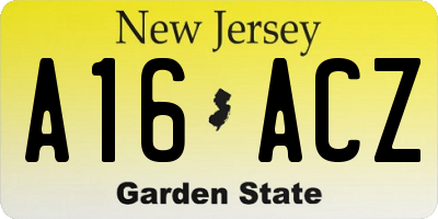 NJ license plate A16ACZ