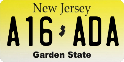 NJ license plate A16ADA