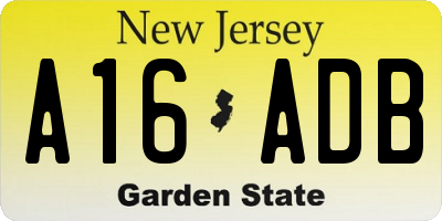 NJ license plate A16ADB