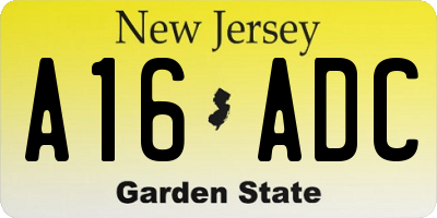 NJ license plate A16ADC