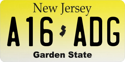 NJ license plate A16ADG