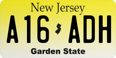 NJ license plate A16ADH