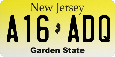 NJ license plate A16ADQ