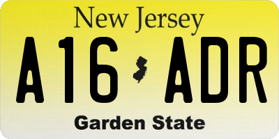 NJ license plate A16ADR