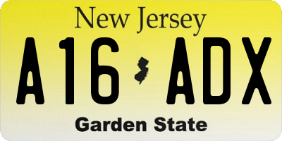 NJ license plate A16ADX