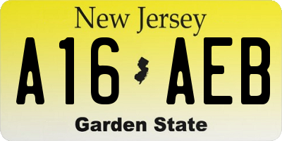 NJ license plate A16AEB
