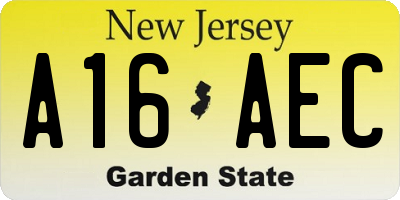NJ license plate A16AEC