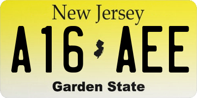 NJ license plate A16AEE