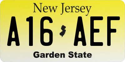 NJ license plate A16AEF