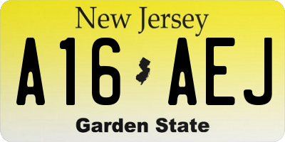 NJ license plate A16AEJ
