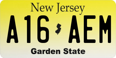 NJ license plate A16AEM