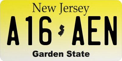 NJ license plate A16AEN