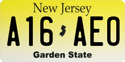 NJ license plate A16AEO