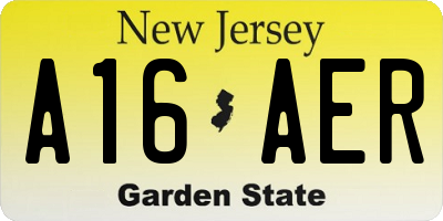 NJ license plate A16AER