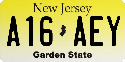 NJ license plate A16AEY