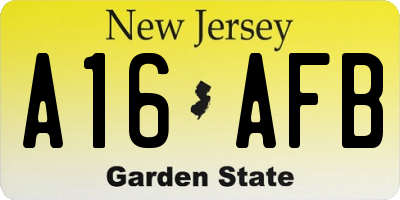 NJ license plate A16AFB