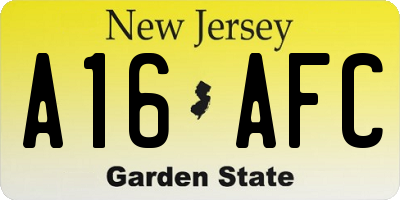NJ license plate A16AFC